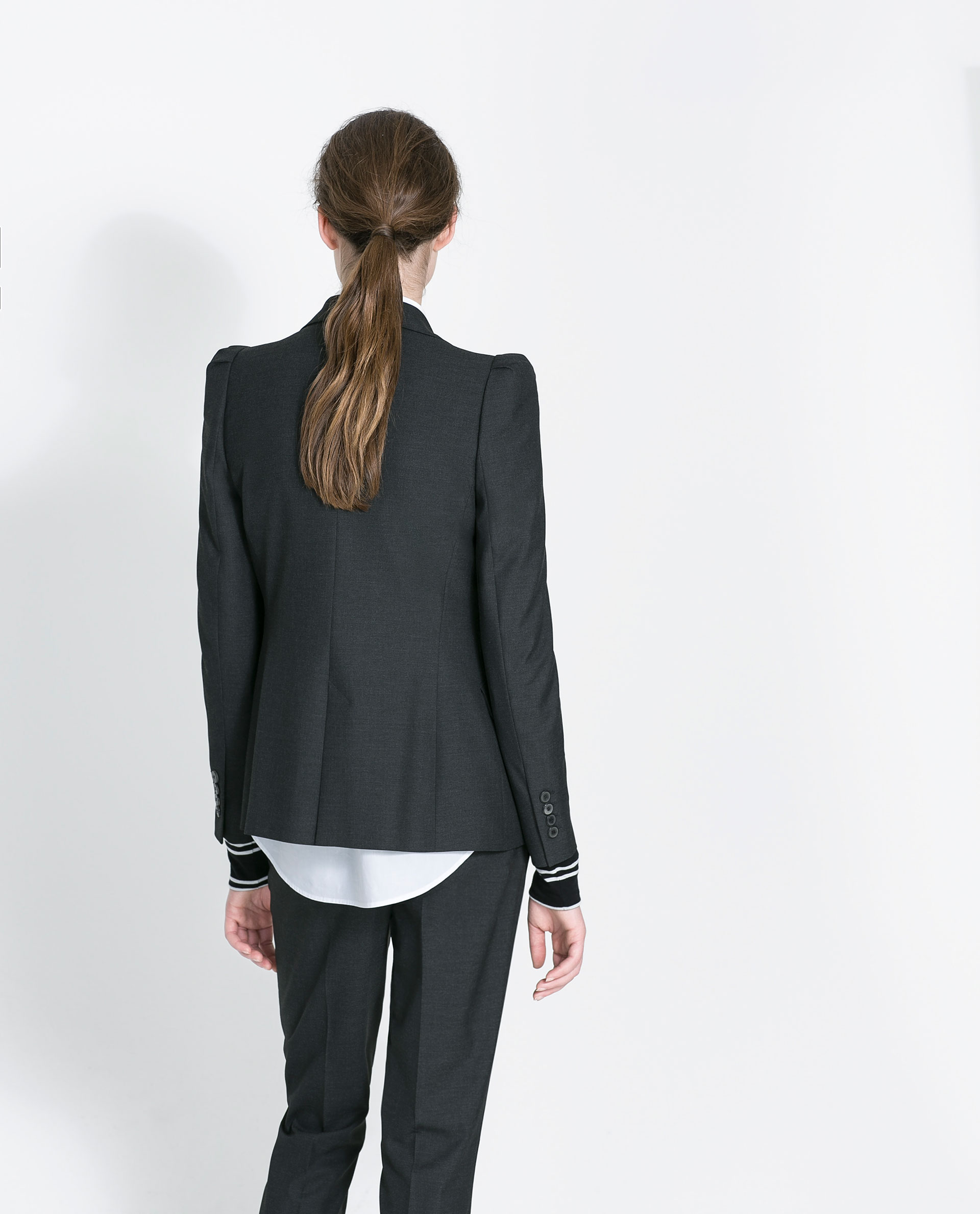 Zara Blazer with Gathered Shoulders in Gray Lyst