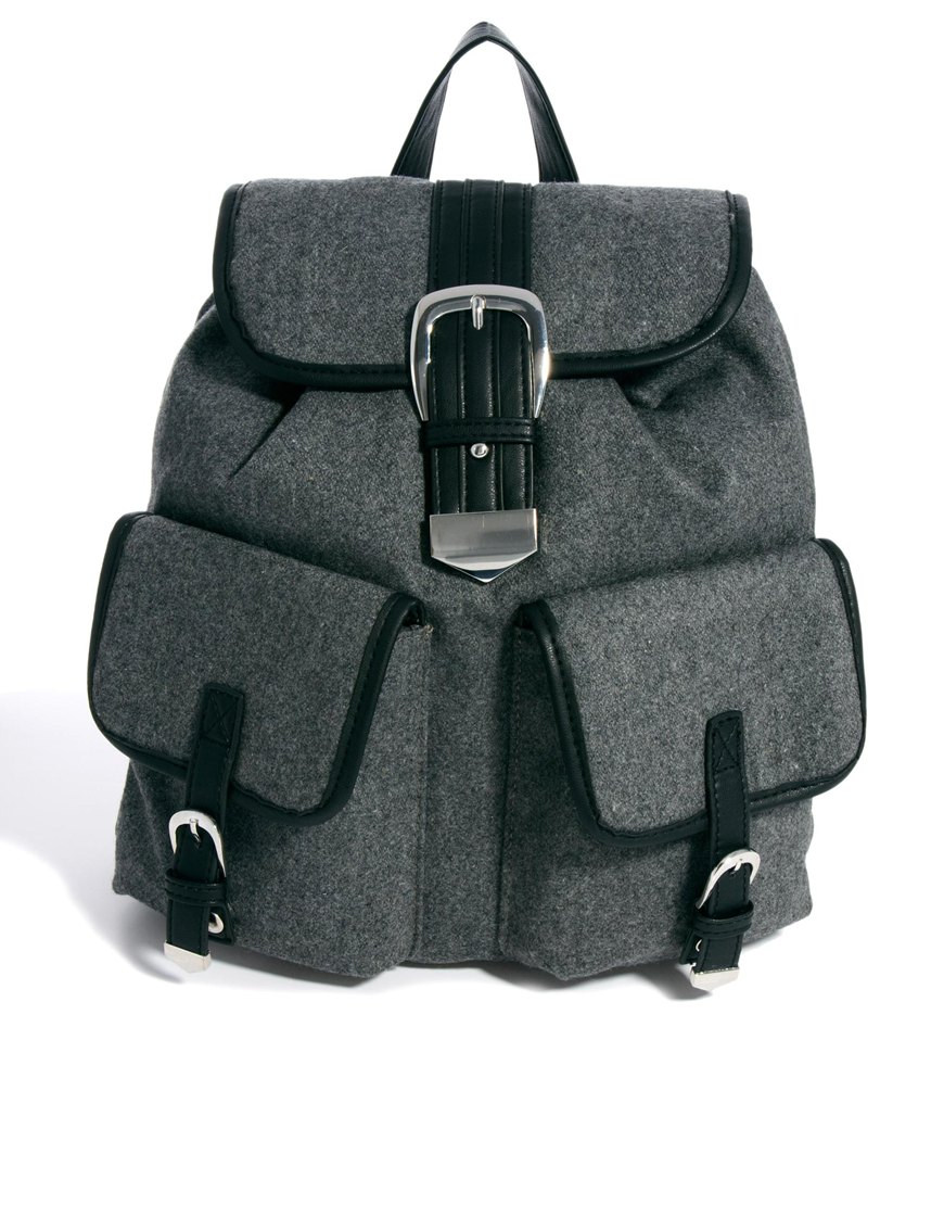 grey felt backpack