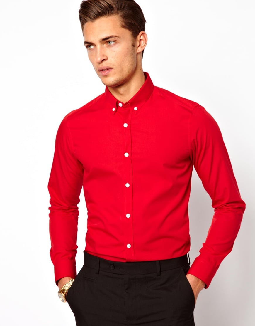 bølge Bourgogne Regenerativ ASOS Smart Shirt with Button Down Collar in Red for Men | Lyst