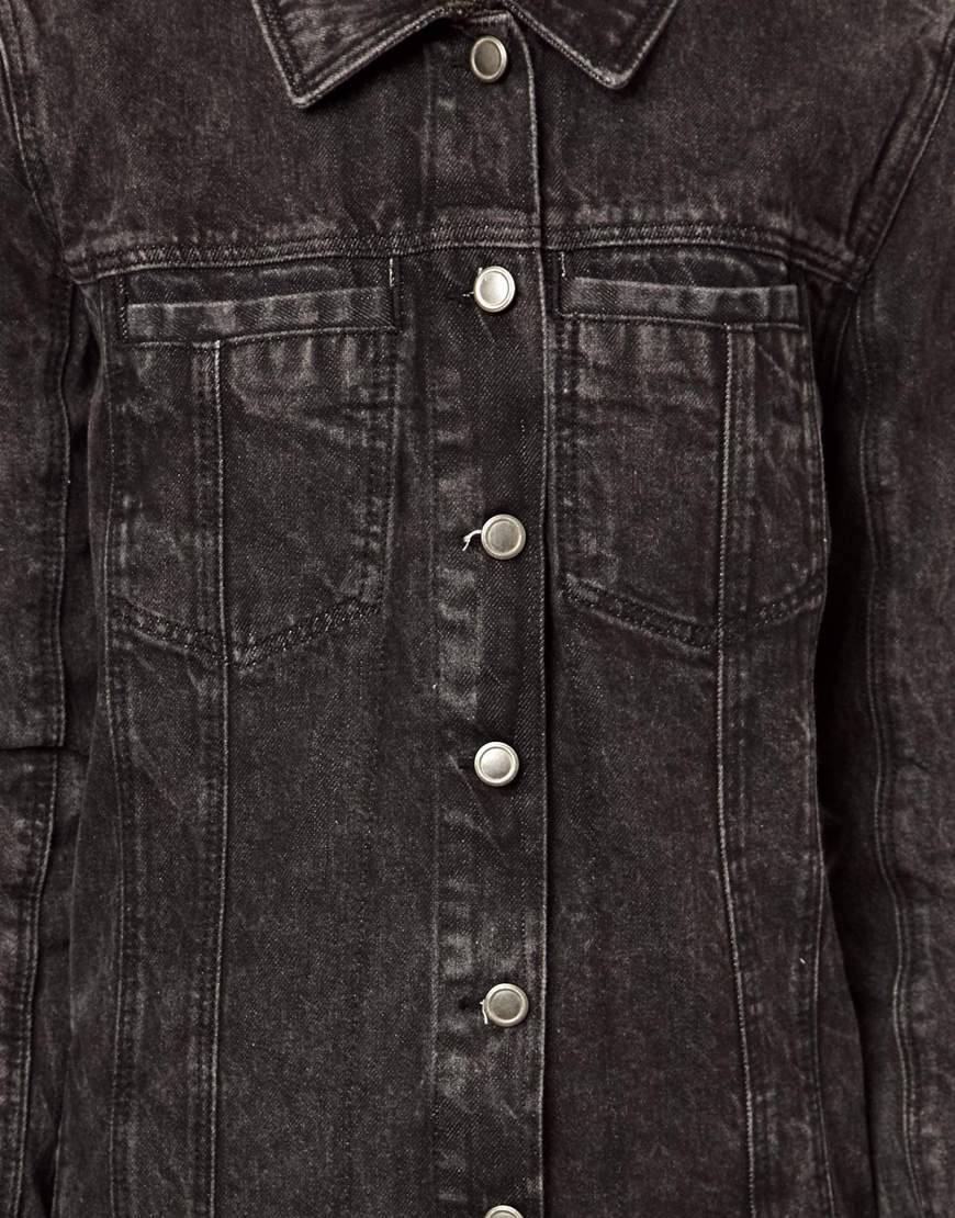 ASOS Longline Denim Jacket in Washed Black Lyst