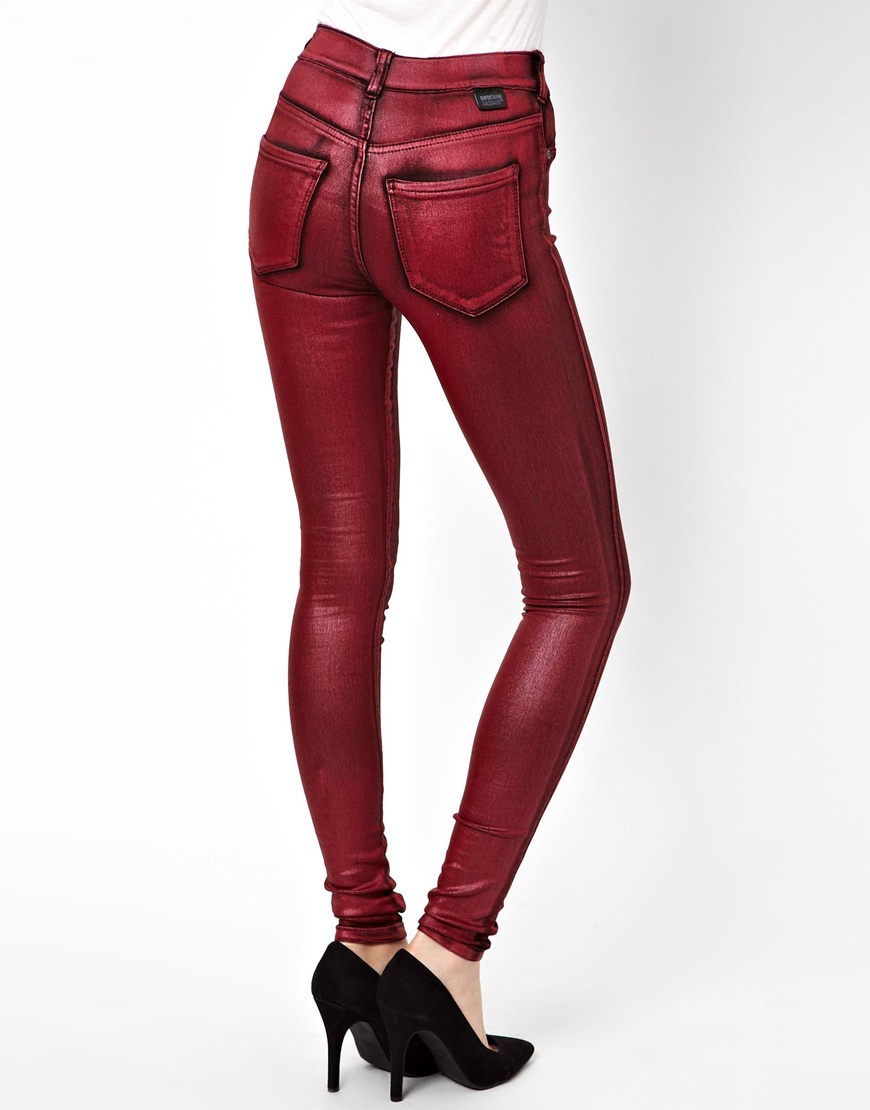 Dr. Denim Skinny Jeans in Red Metallic in Purple | Lyst