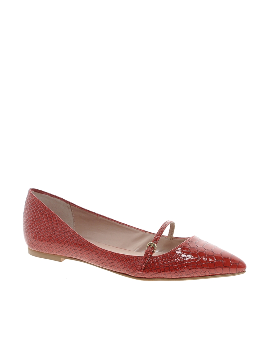 Dune Mathe Pointed Red Flat Shoes Lyst
