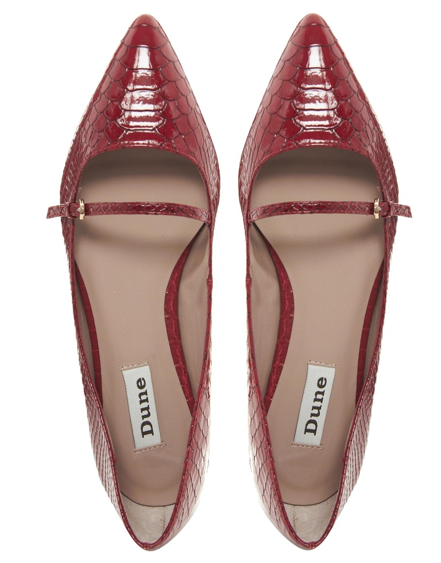 Dune Mathe Pointed Red Flat Shoes | Lyst