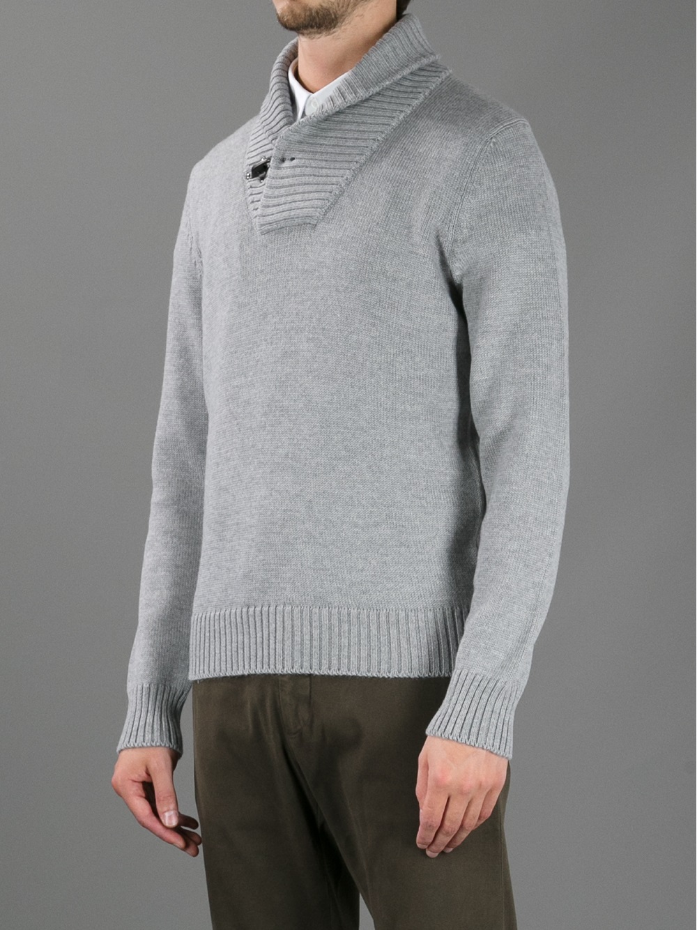 Fay Shawl  Collar Sweater  in Gray for Men grey Lyst