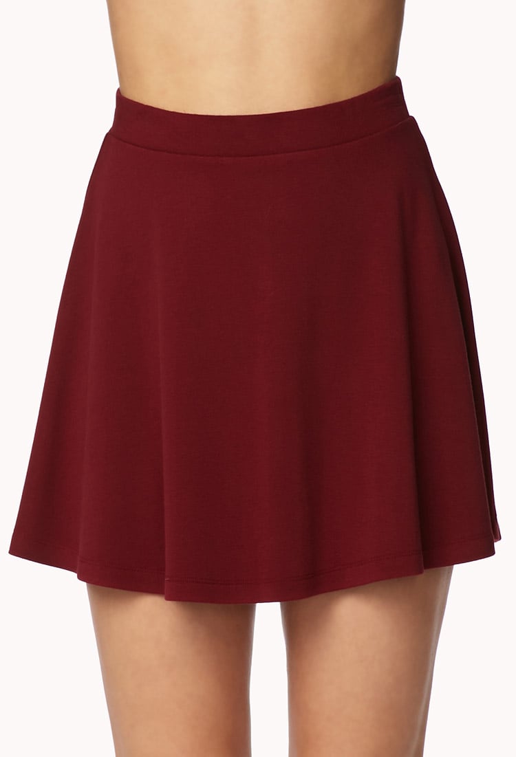 Forever 21 Knit Skater Skirt in Red (BURGUNDY) | Lyst