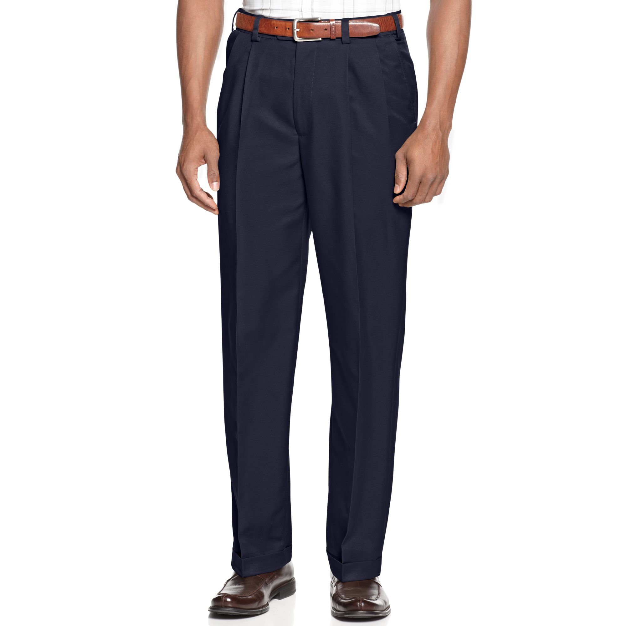 Lyst Geoffrey beene Sorbtek Double Pleat Extender Waist Pants in Blue