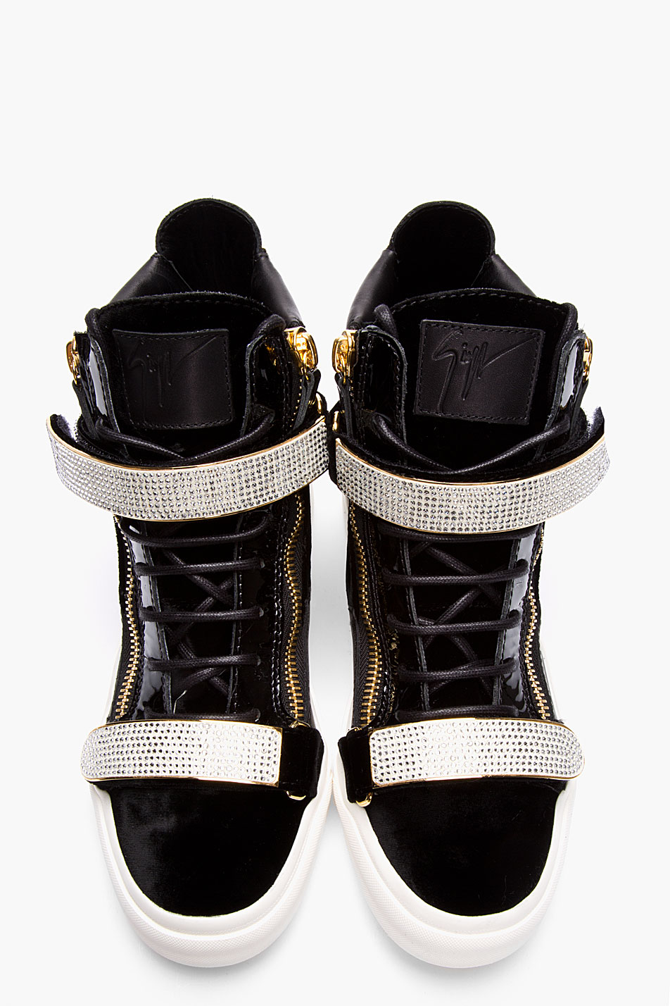 Giuseppe Zanotti Black Velvet Swarovski Crystal Sneakers for Men | Lyst