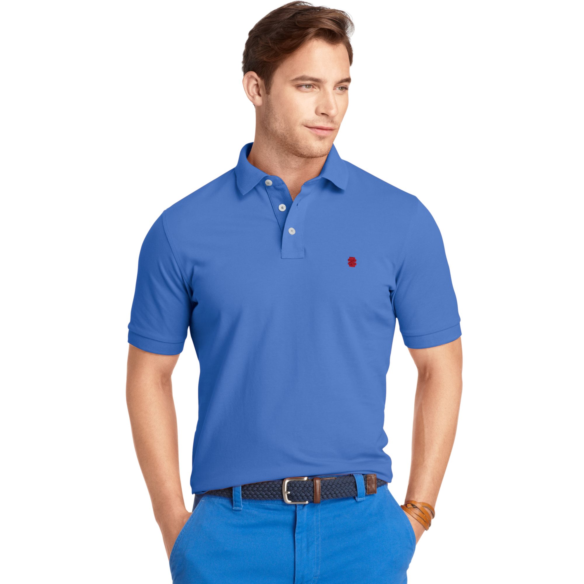 Izod Izod Shirt Montauk Salt Slim Fit Pique Polo in Blue for Men - Lyst