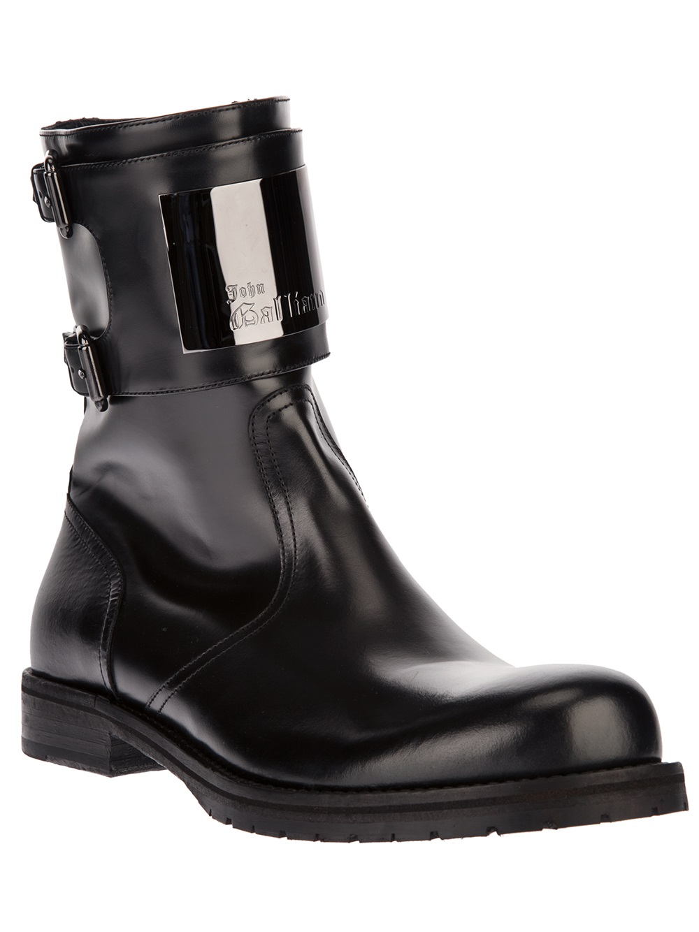 John Galliano Double Buckled Ankle Boots in Black for Men Lyst