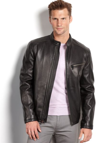 Marc New York Sutton Smooth Lamb Leather Moto Jacket in Black for Men ...