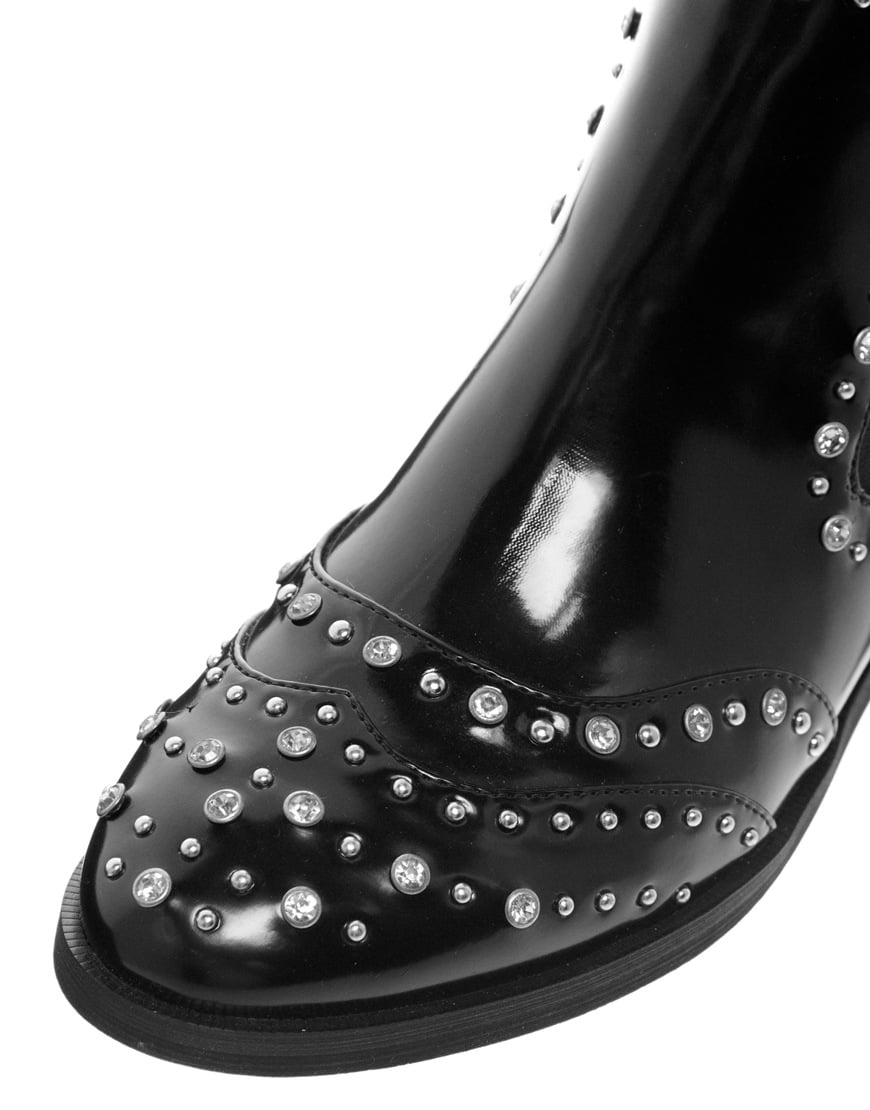 River Island Bling Studded Chelsea Ankle Boots in Black - Lyst