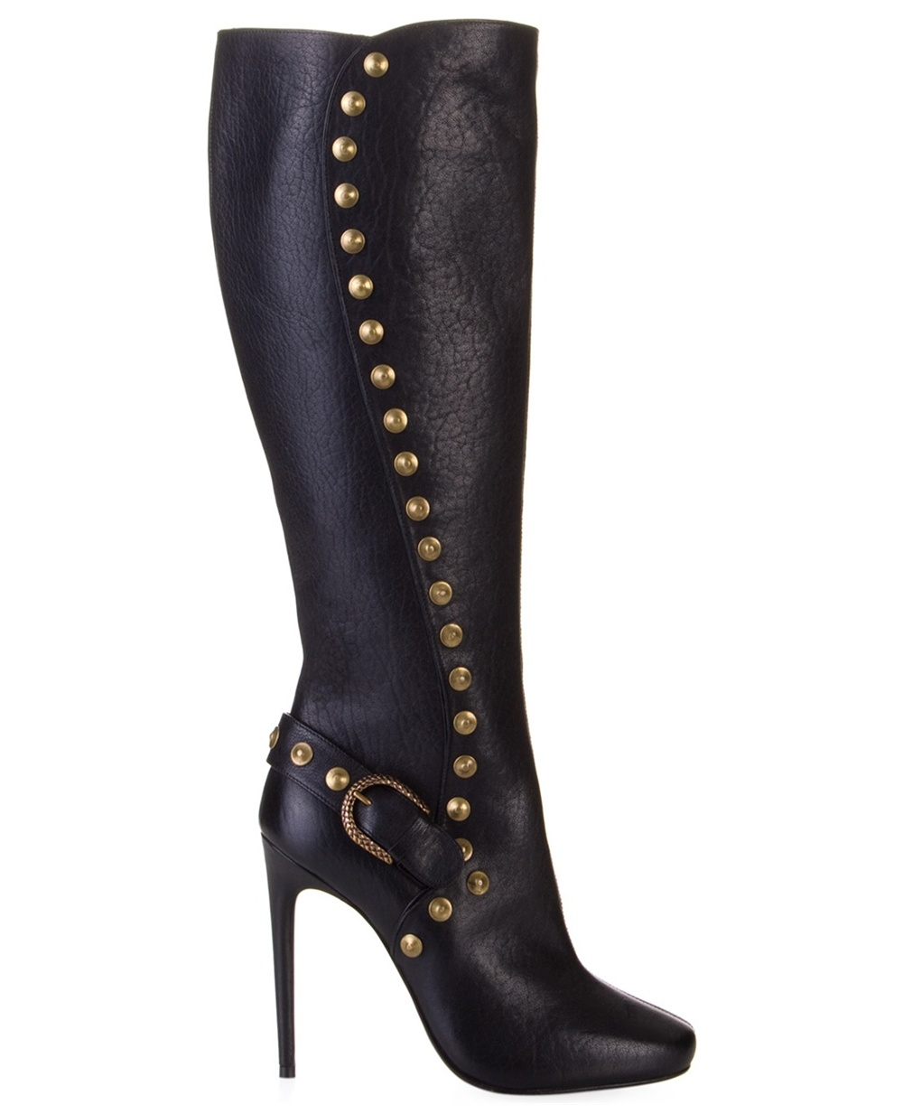 Roberto Cavalli Black Leather Stud Knee High Boots - Lyst