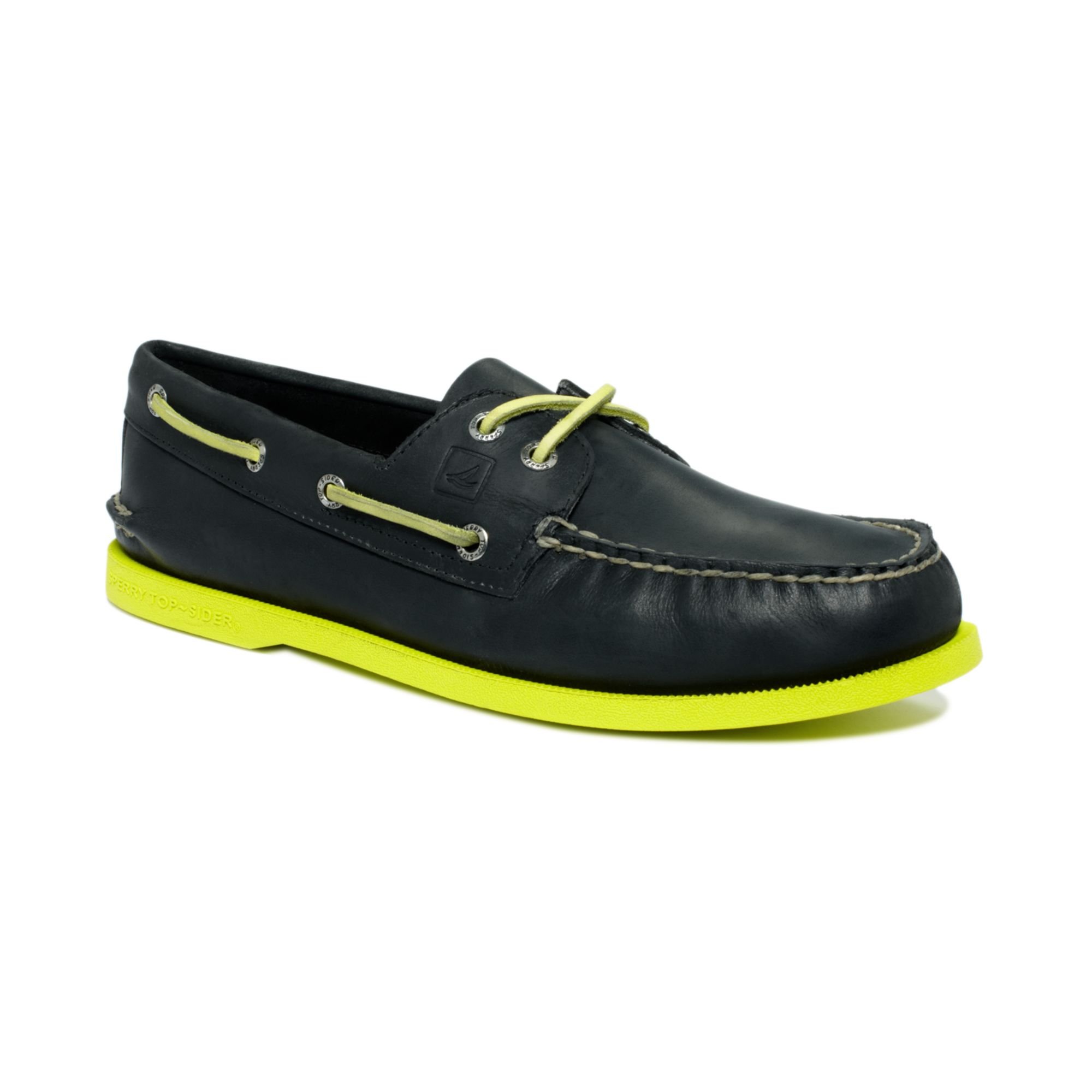 yellow sperry boat shoes