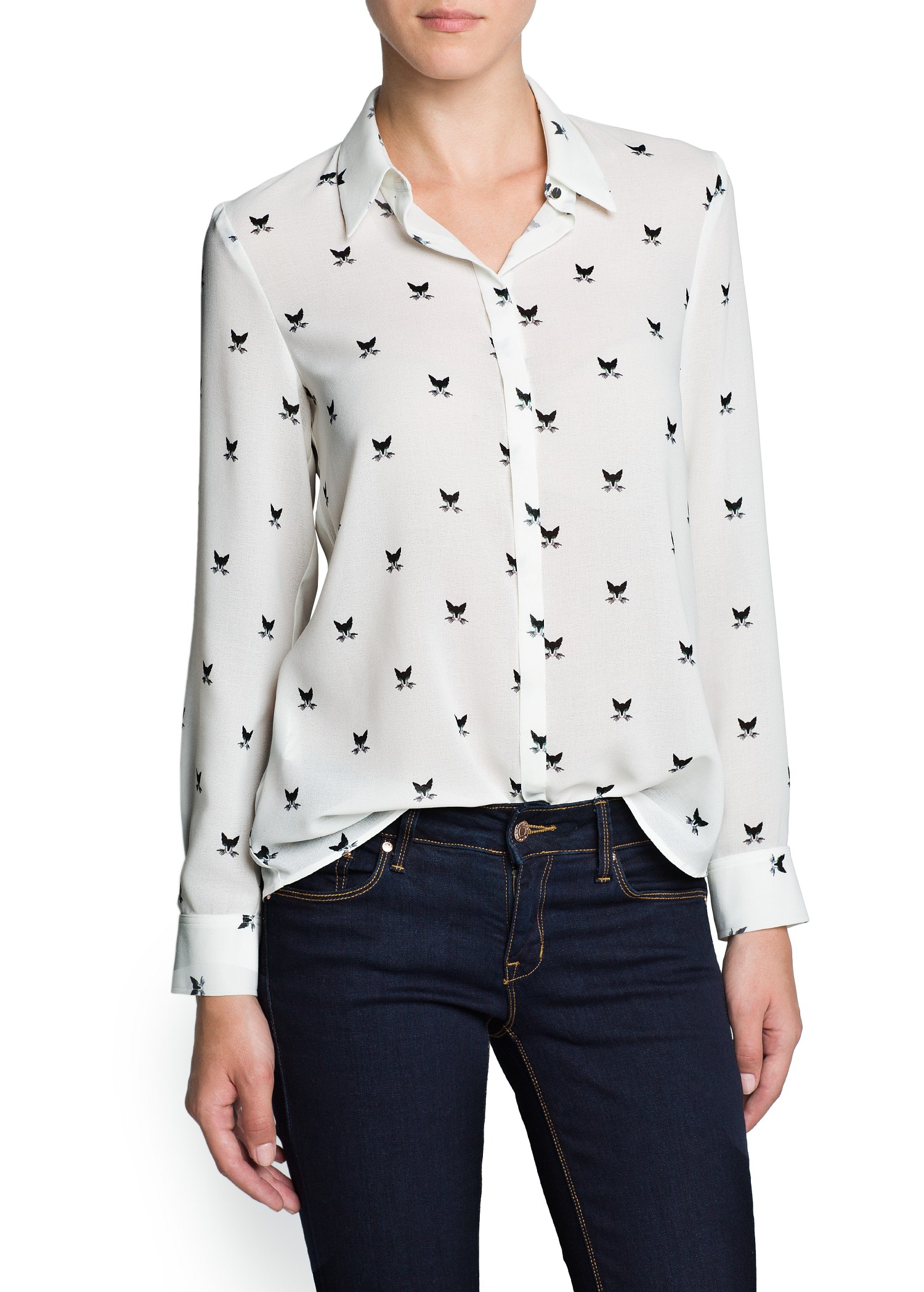 Mango Cat Lightweight Blouse in White Lyst