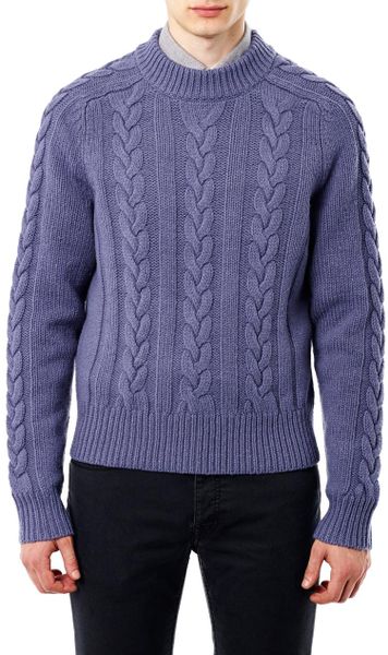 Acne Studios Brent Cable-knit Sweater in Purple for Men (powder) | Lyst