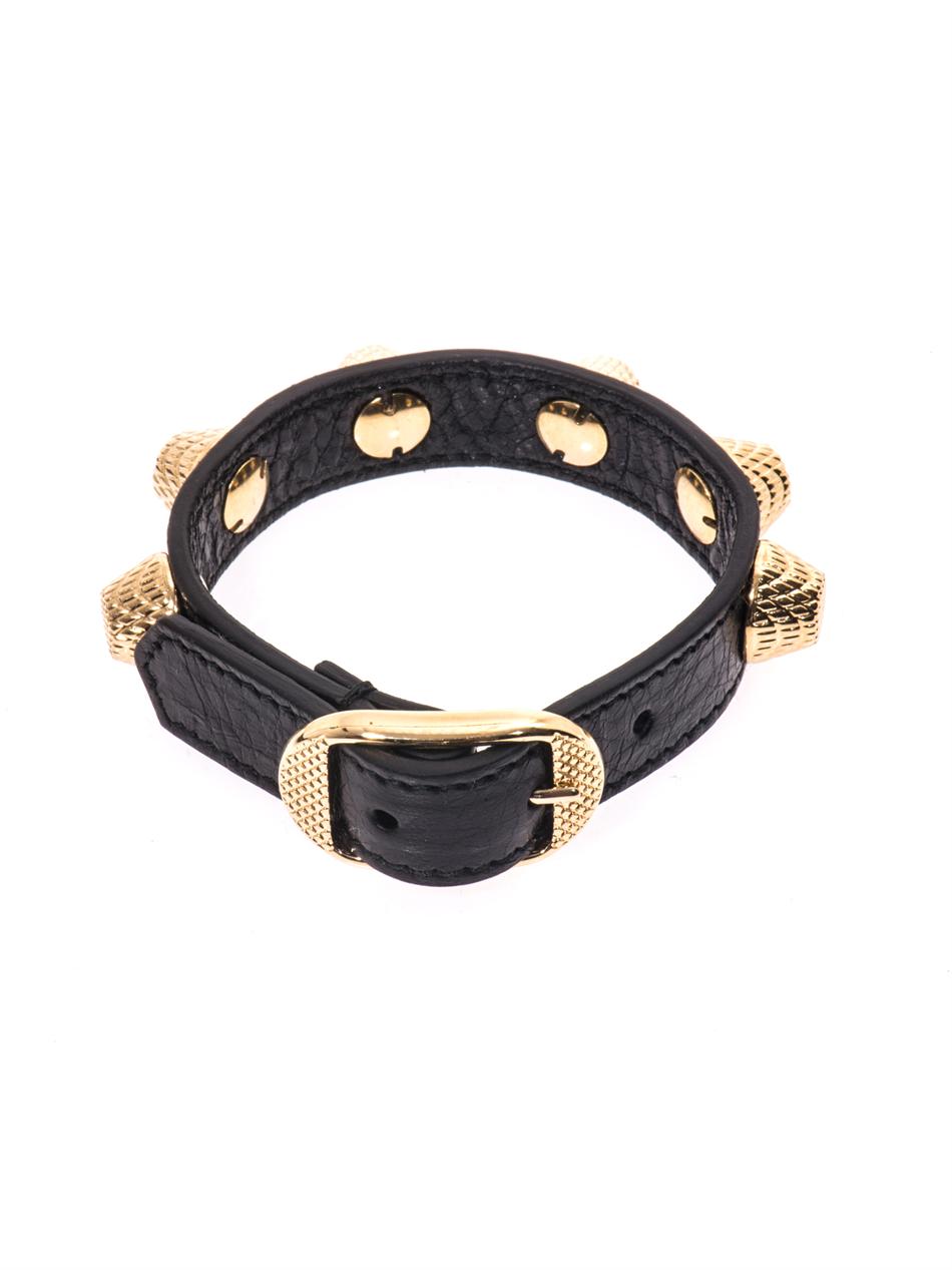 Balenciaga Arena Studded Leather Bracelet in Black (Metallic) | Lyst