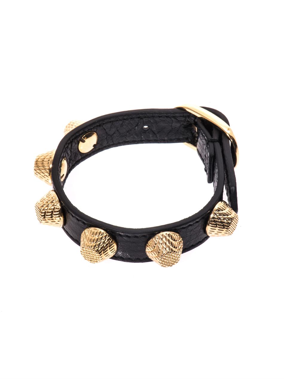 Balenciaga Arena Studded Leather Bracelet in Metallic | Lyst