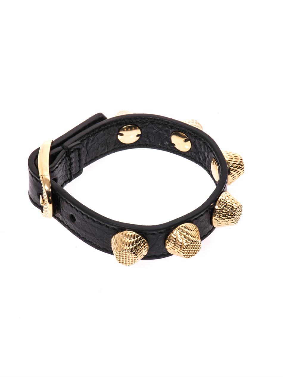 Balenciaga Arena Studded Leather Bracelet in Black (Metallic) | Lyst