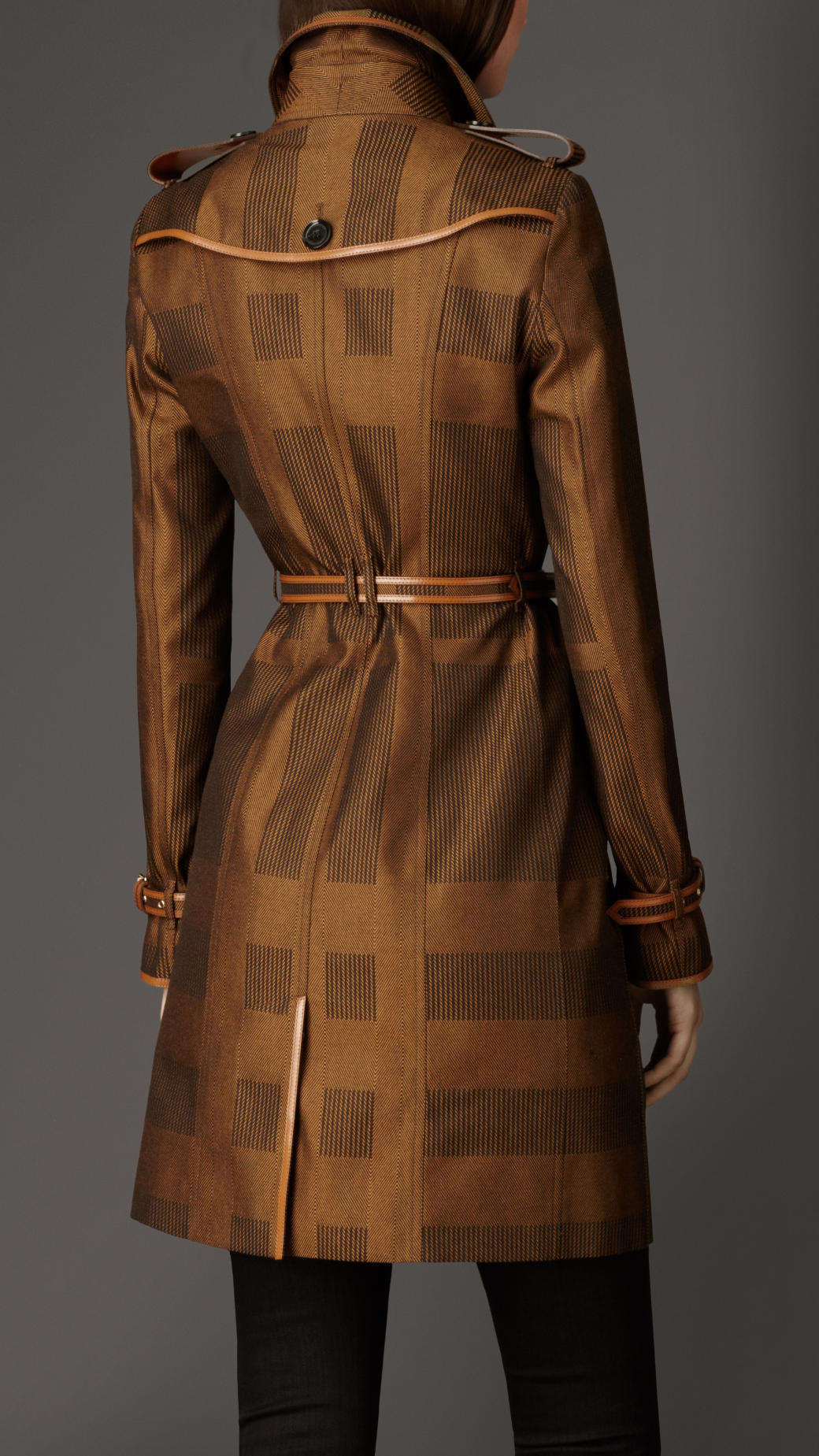 Burberry Long Check Cotton Trench Coat in Metallic - Lyst
