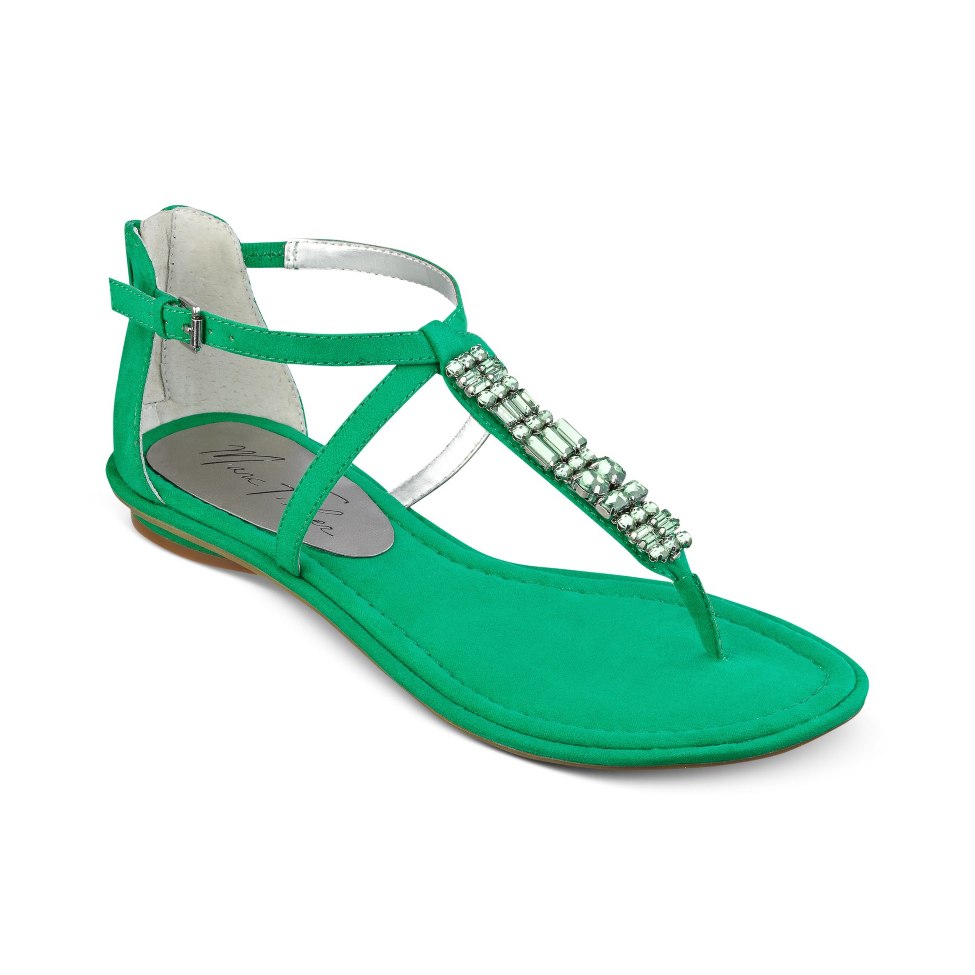 Marc Fisher Mard Flat Thong Sandals in Green | Lyst
