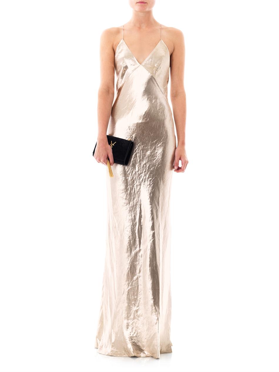 Lyst - Marc Jacobs Silk Lamé Cross-back Dress in Metallic