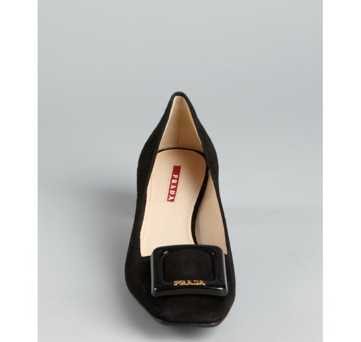 prada suede block heel