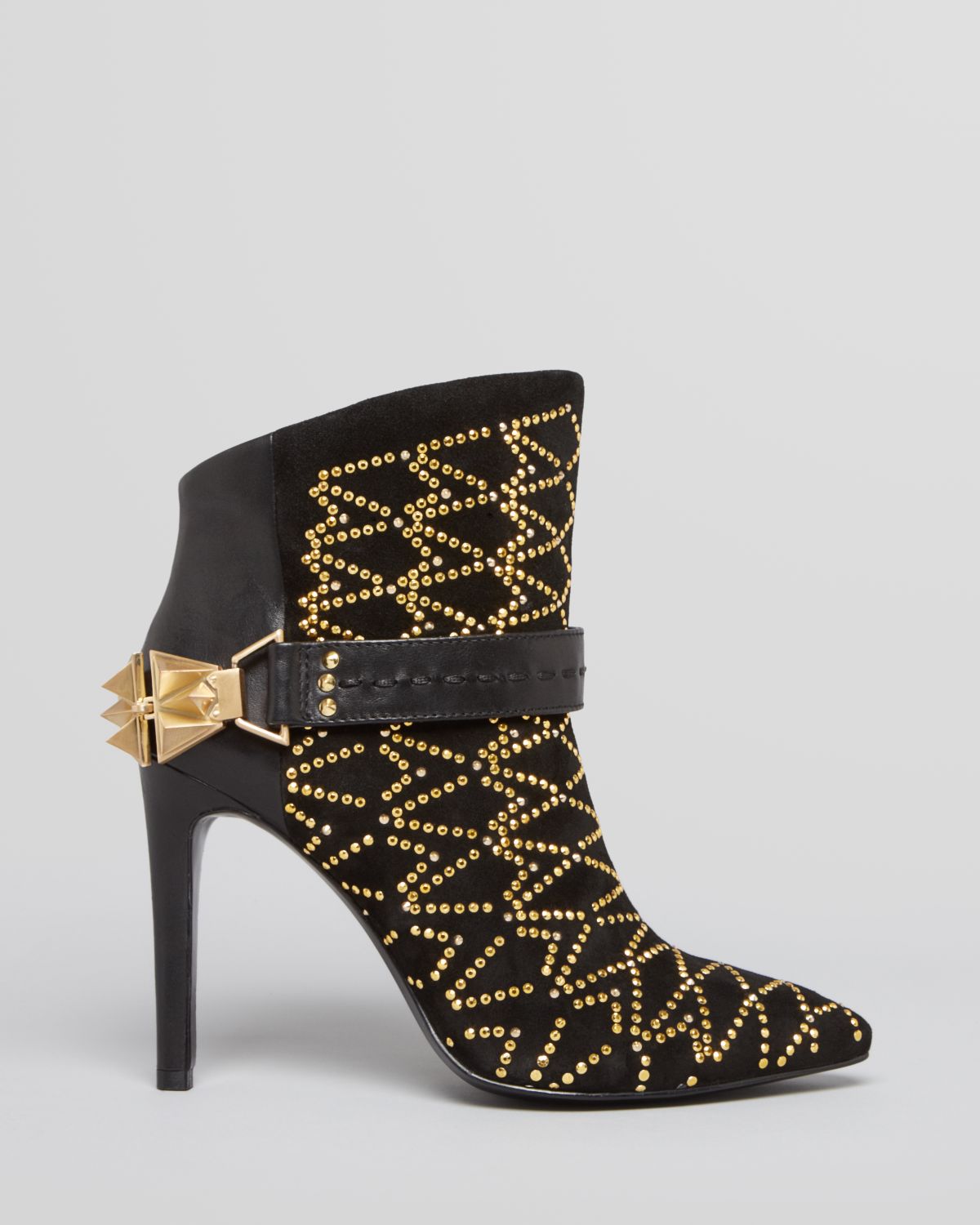 Sam Edelman Pointed Toe Booties Mila Studded High Heel in Black - Lyst