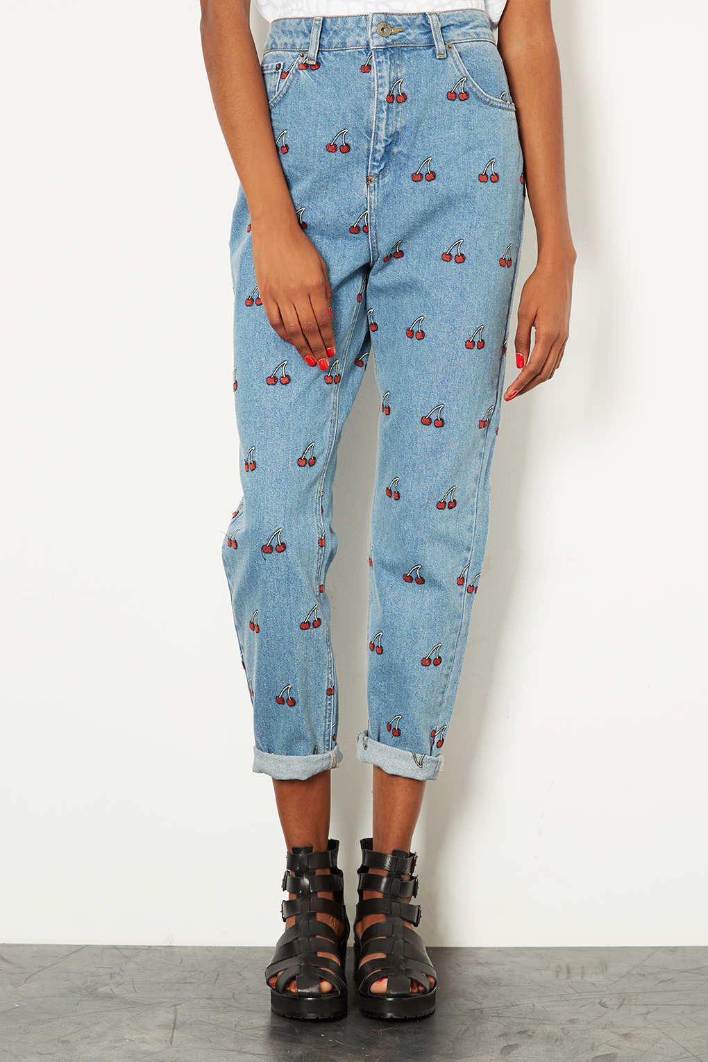 Moto Cherry Mom Jeans in Blue Lyst