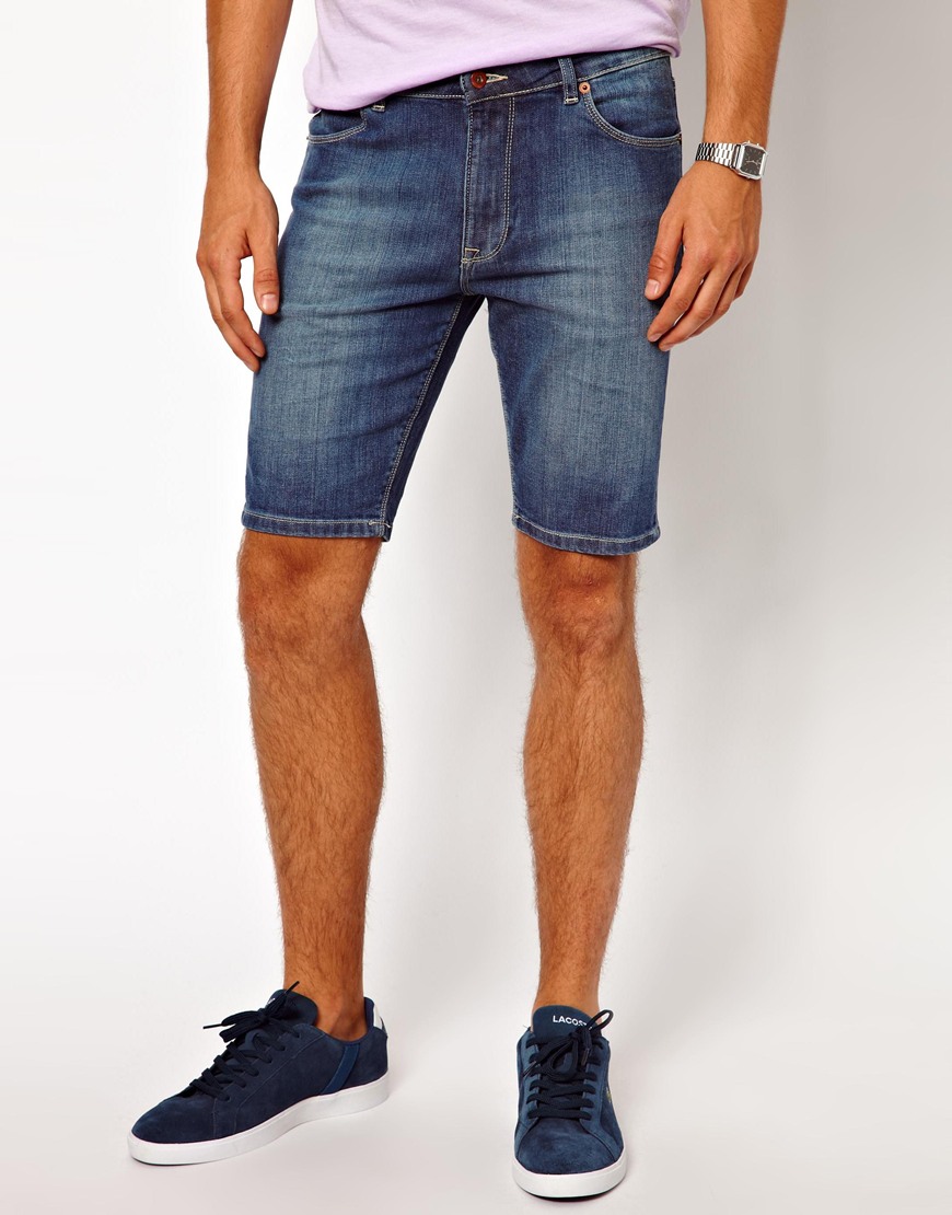 mens slim denim shorts