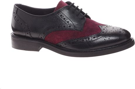 Asos Mersey Leather Brogues in Red (Oxblack) | Lyst