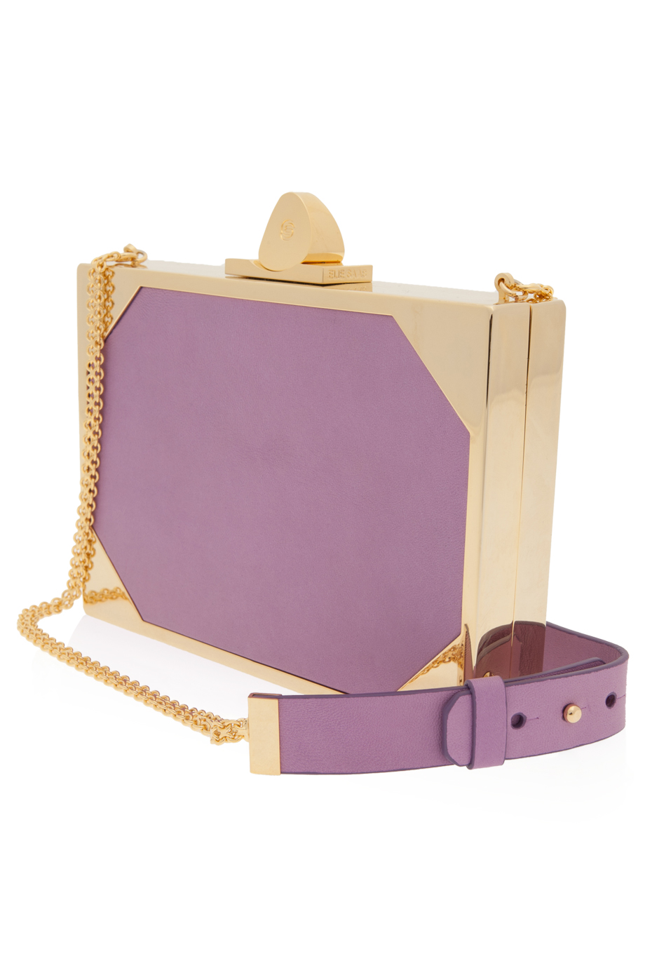 Lyst Elie Saab Leather Gold Shell Clutch in Purple