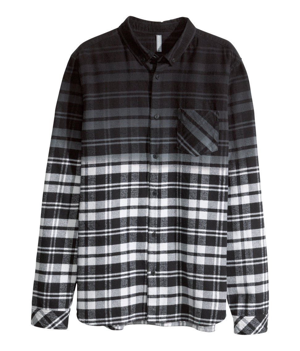 H&M Flannel Shirt in Black for Men - Lyst