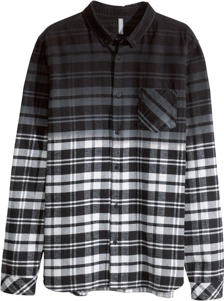 H&m Flannel Shirt in Black for Men | Lyst