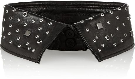 Karl Lagerfeld Antry Studded Leather Collar in Black | Lyst