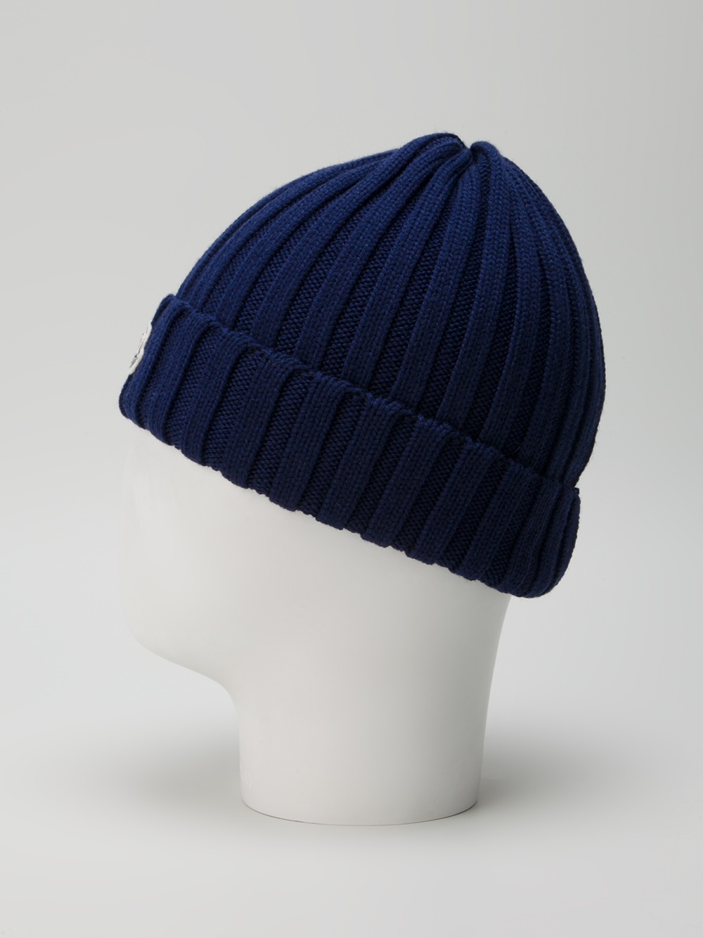 Lyst - Moncler Wool Ribbed Knit Beanie Hat in Blue for Men