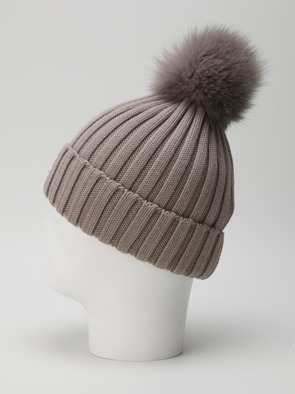 Moncler Wool Ribbed Knit Beanie Hat in Natural for Men - Lyst