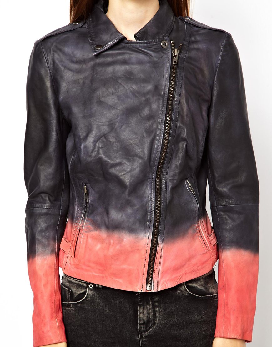 Muubaa Tehmi Dyed Leather Biker Jacket in Black - Lyst