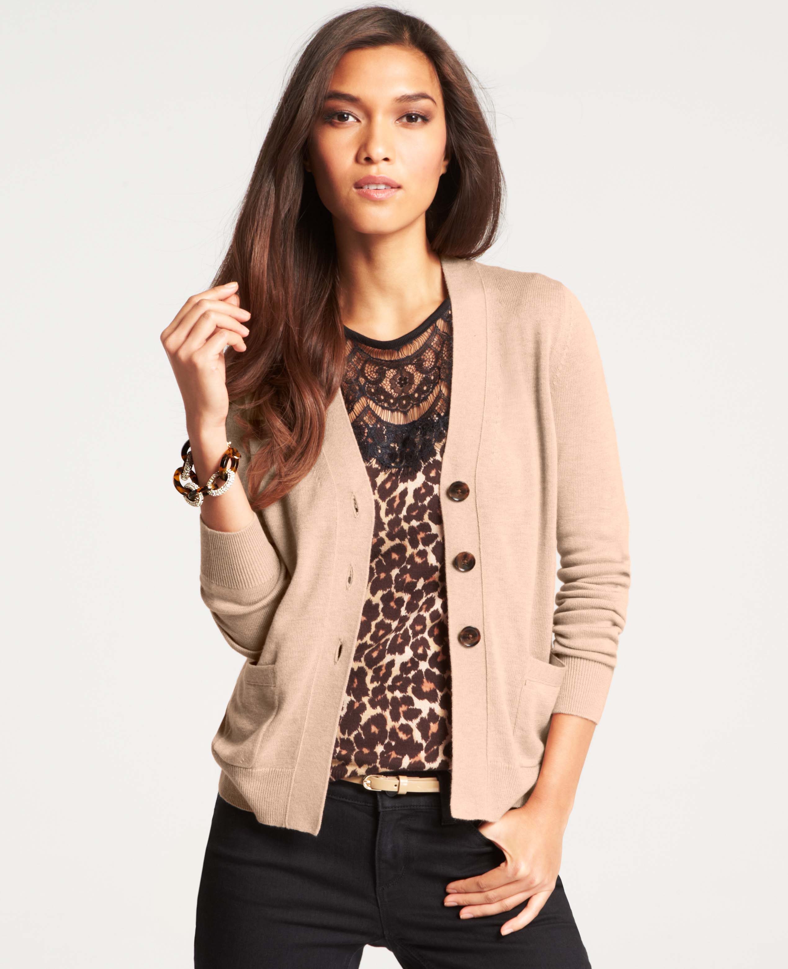ann taylor green cardigan