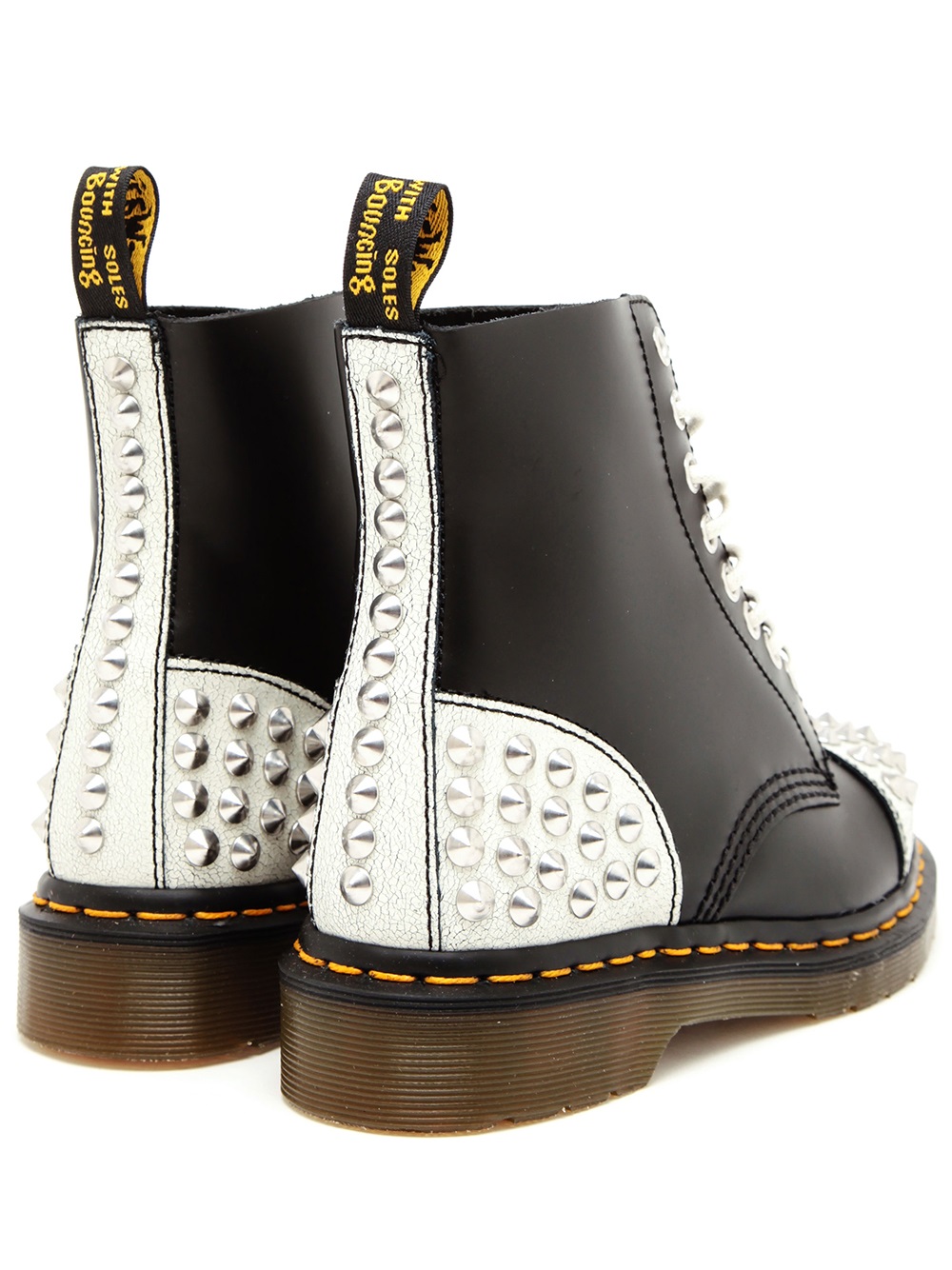 Dr. Martens Studded Leather Air Wair Boots in Black (White) Lyst