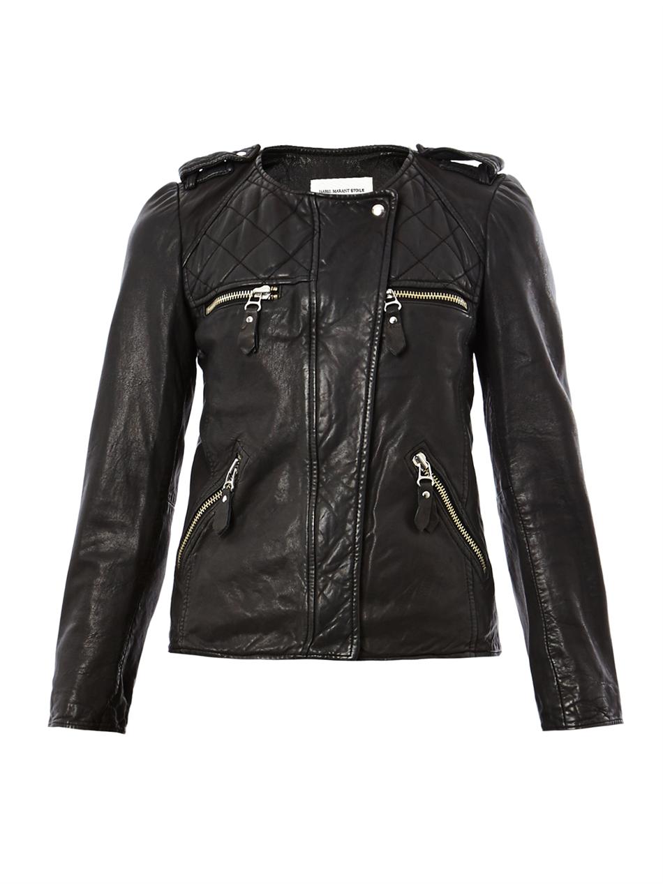 Étoile Isabel Marant Kady Leather Jacket in Black - Lyst