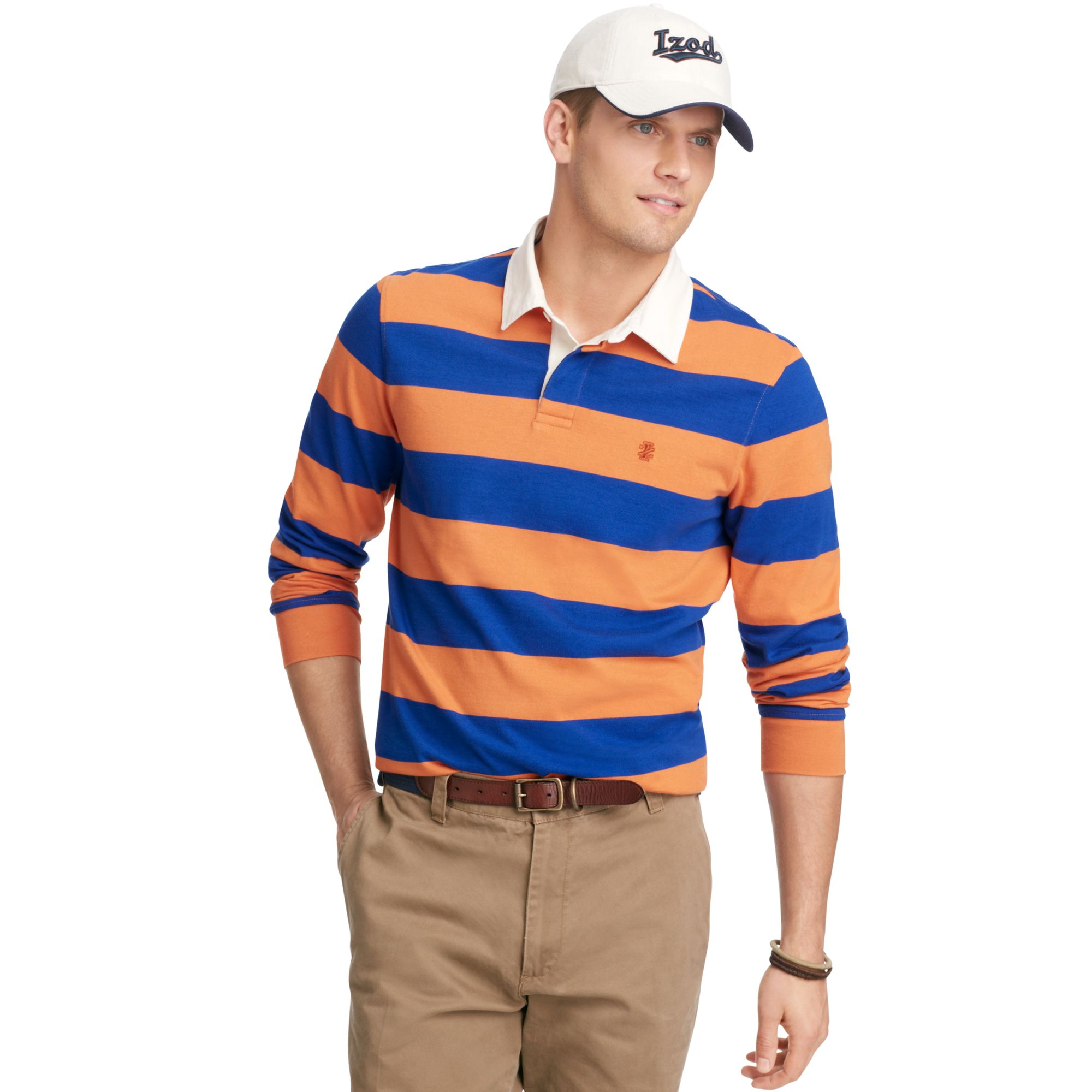 Izod Shirt Longsleeve 5050 Striped Rugby Polo in Blue for Men - Lyst