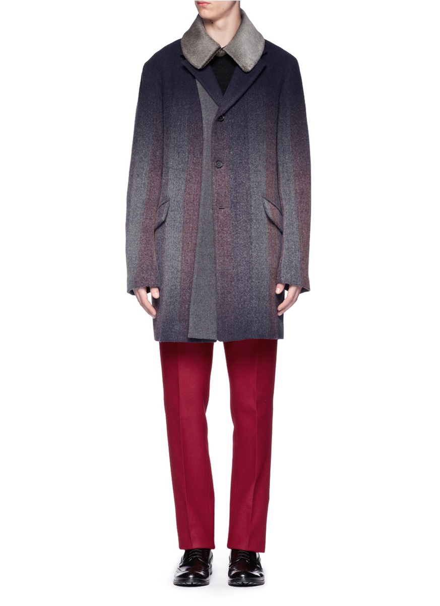 Lyst - Jil Sander Striped Wool-blend Coat for Men