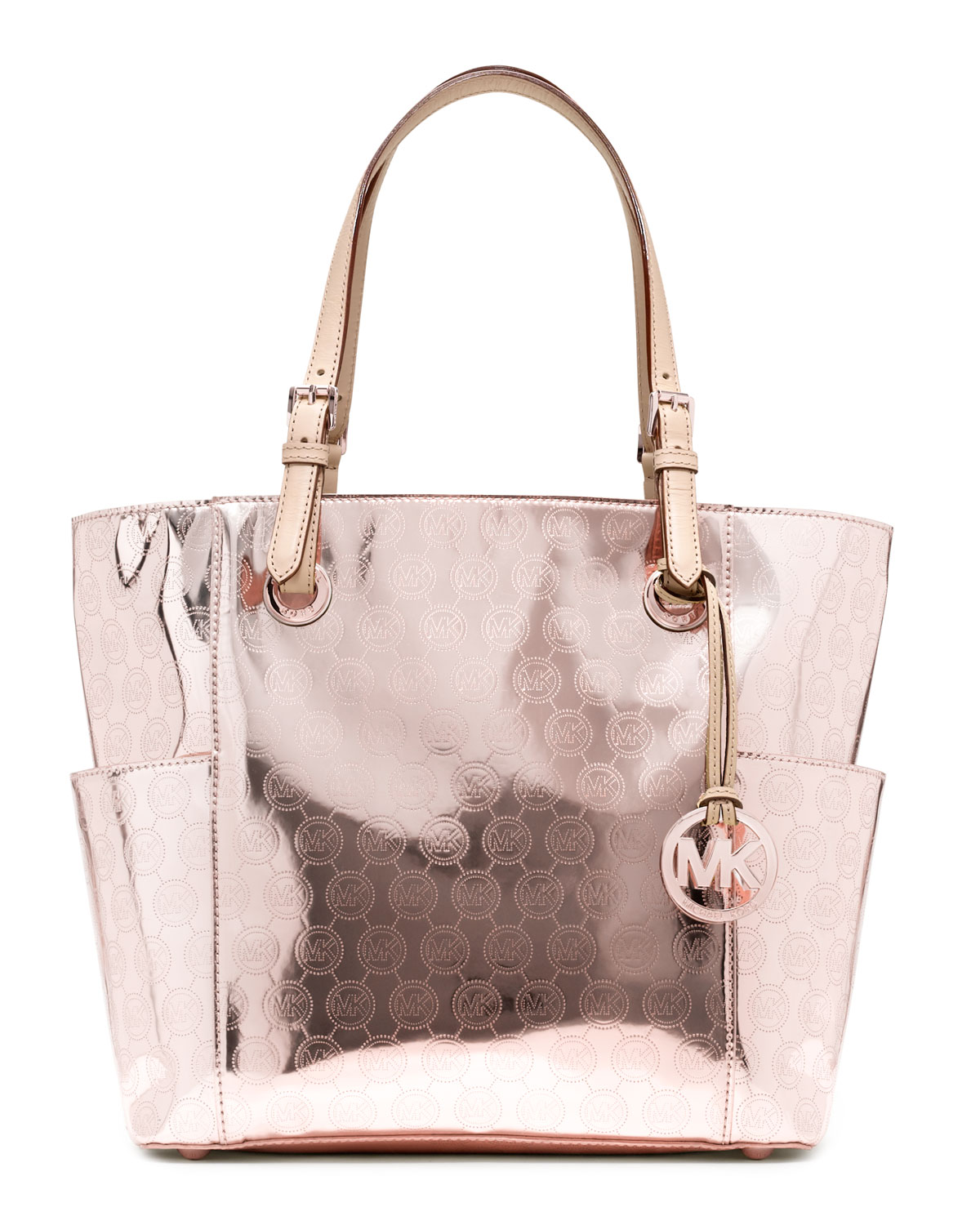 Michael Kors Michael Jet Set Signature Monogram Tote in Rose Gold (Gray) -  Lyst