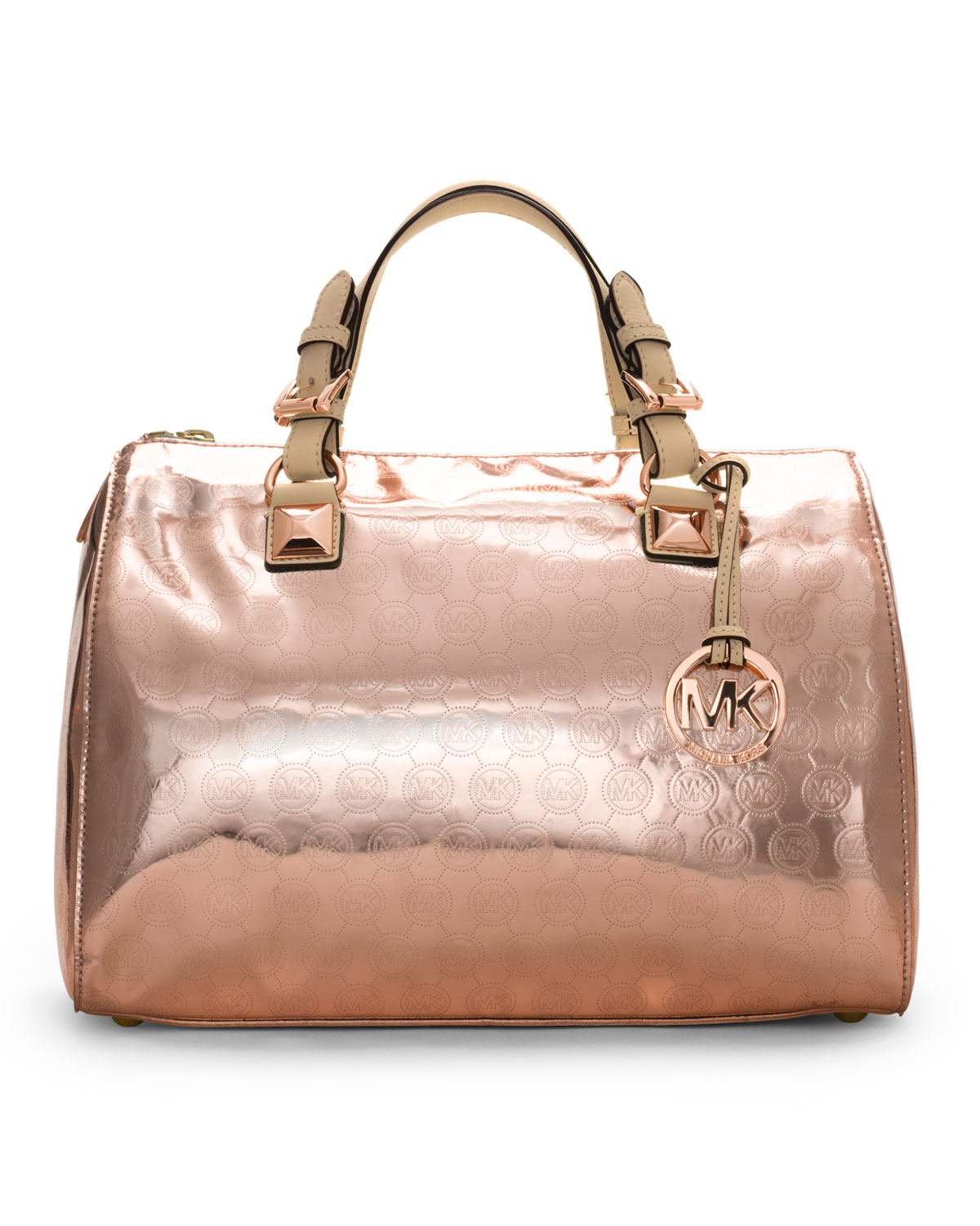 Michael Kors Grayson Monogram Satchel in Rose Gold (Metallic) -