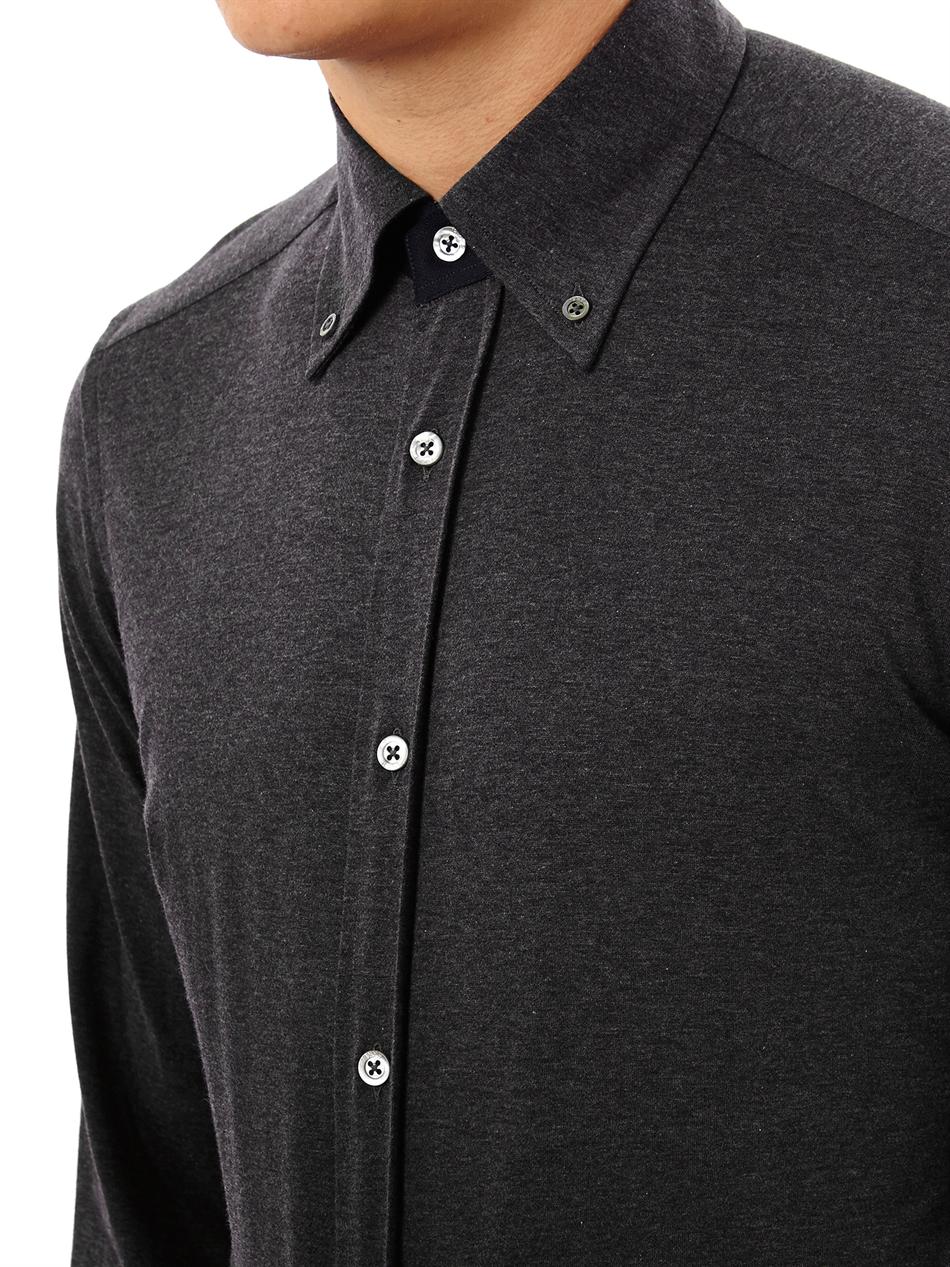 Rake Jersey Button down Collar Shirt in Charcoal (Gray) for Men - Lyst