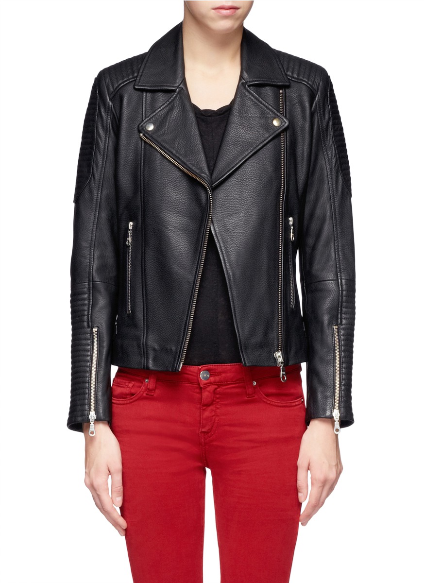 Lyst Whistles Patti Leather Biker Jacket in Black