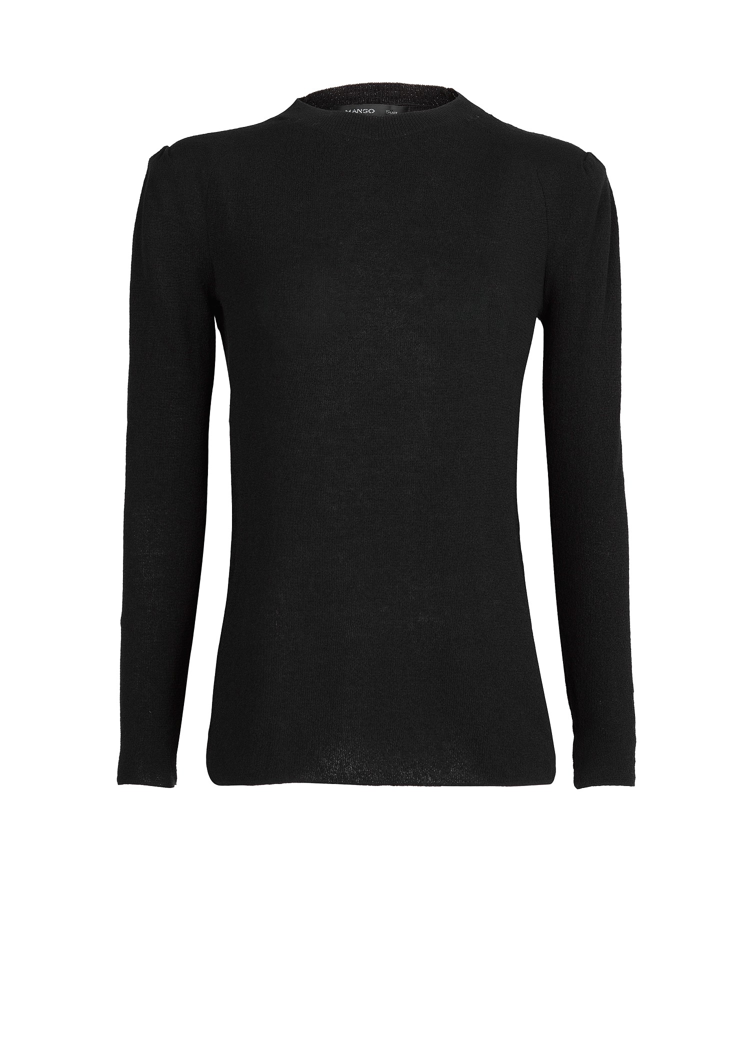 Mango Padded Shoulder Sweater in Black | Lyst