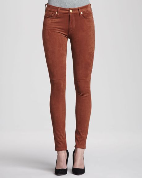 7 For All Mankind The Sueded Skinny Jeans Sueded Rust in Red (SUEDED ...