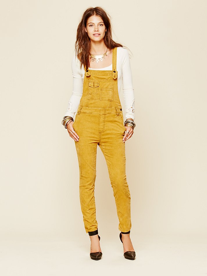 mustard corduroy overalls