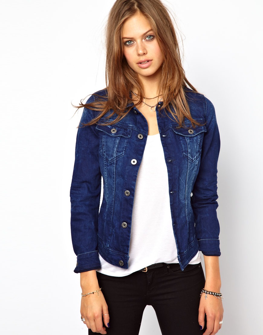 Just Female Slim Fit Denim Jacket in Blue | Lyst